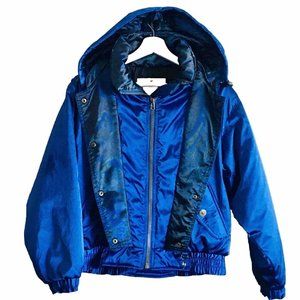 Vintage Obermeyer Retro Stardust Blue Hooded Ski Jacket Junior’s 16 Women’s M/L‎